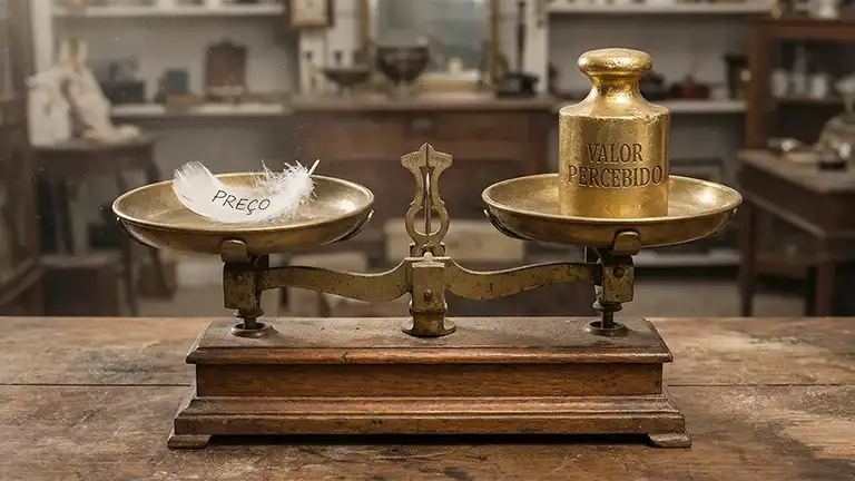 Gráfico de barras comparando a venda de "Pipoca Pequena vs Grande" antes e depois de introduzir a "Pipoca Média". Alt Text: "O efeito chamariz na prática".