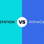 Infográfico comparativo entre as interfaces de automação do RD Station e ActiveCampaign destacando eficiência e ROI.